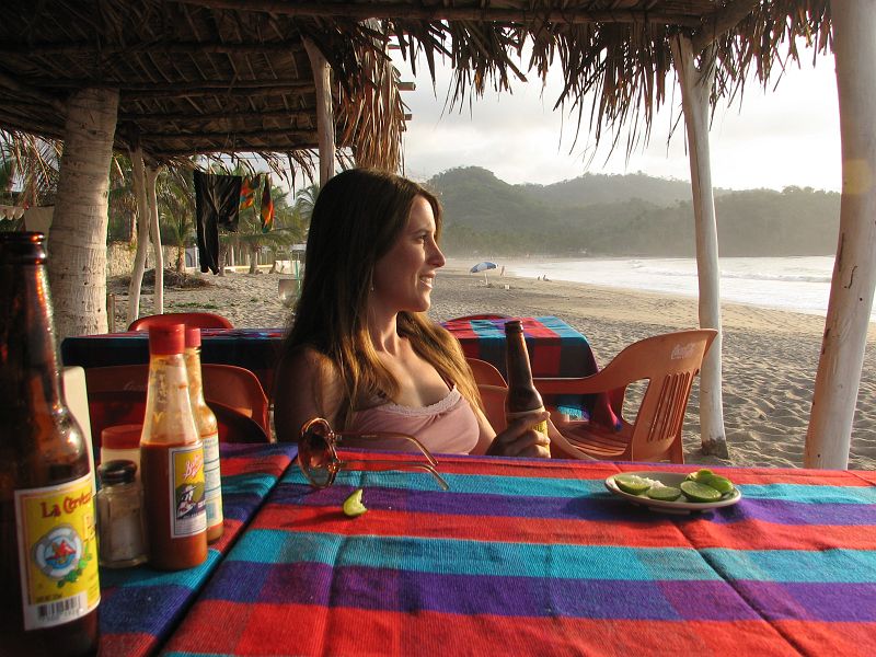 IMG_3809 Just north of Sayulita, having a sunset beer at San Francisco beach.