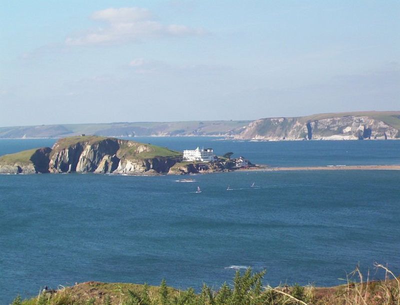 100_4643 Windsurfers off of Burgh Island.