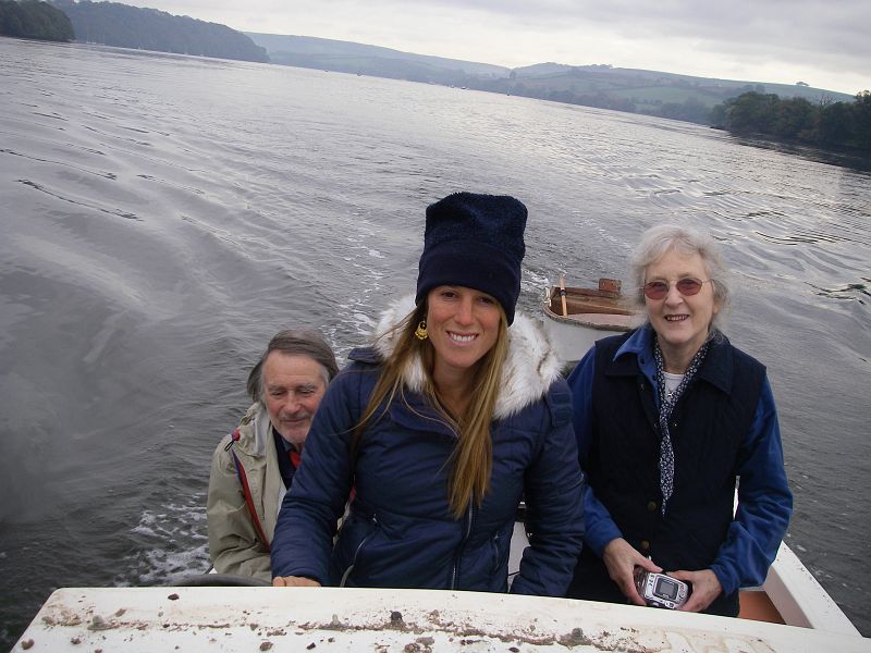 IMGP1511 Speeding up the River Dart to Totnes, Amanda is at the helm.